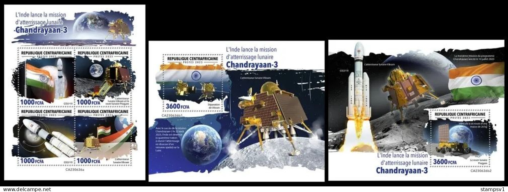 Central Africa  2023 Indian Chandrayaan-3 Landing On The Moon. (636) OFFICIAL ISSUE - Afrika