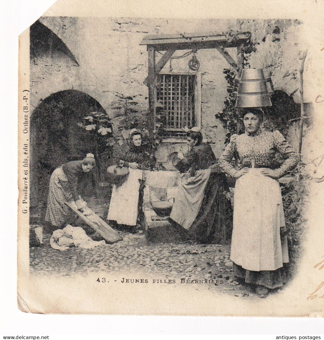 Carte Postale 1901 Cachet Ambulant La Haye Pays Bas s-Gravenhage Nederland Type Sage Jeunes Filles Béarnaises