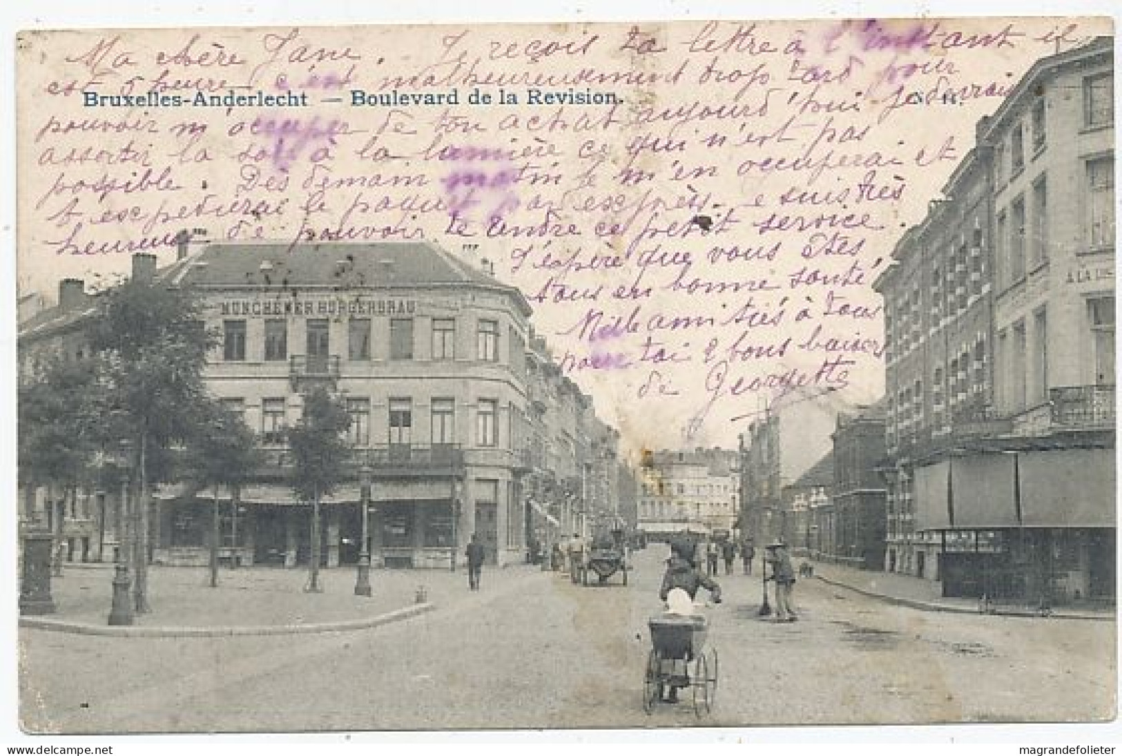 CPA CARTE POSTALE BELGIQUE BRUXELLES-ANDERLECHT BOULEVARD DE LA REVISION 1905 - Anderlecht