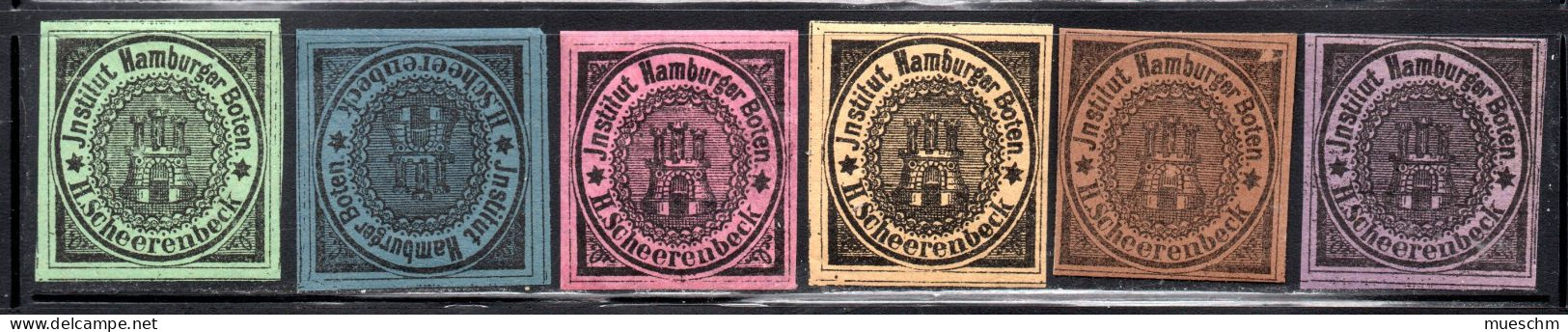 Deutschland/Privatpost - Hamburg /BotenInst., 6 X MiNr.2 In Versch.Farben, Ungestempelt (20009E) - Postes Privées & Locales