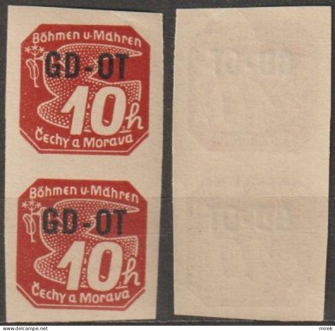 21/ Pof. OT 1, Yellow Gum - Unused Stamps