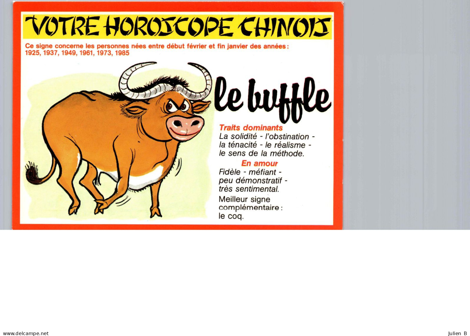 Le Buffle, Votre Horoscope Chinois, Edition Lyna-Paris - Astrologia