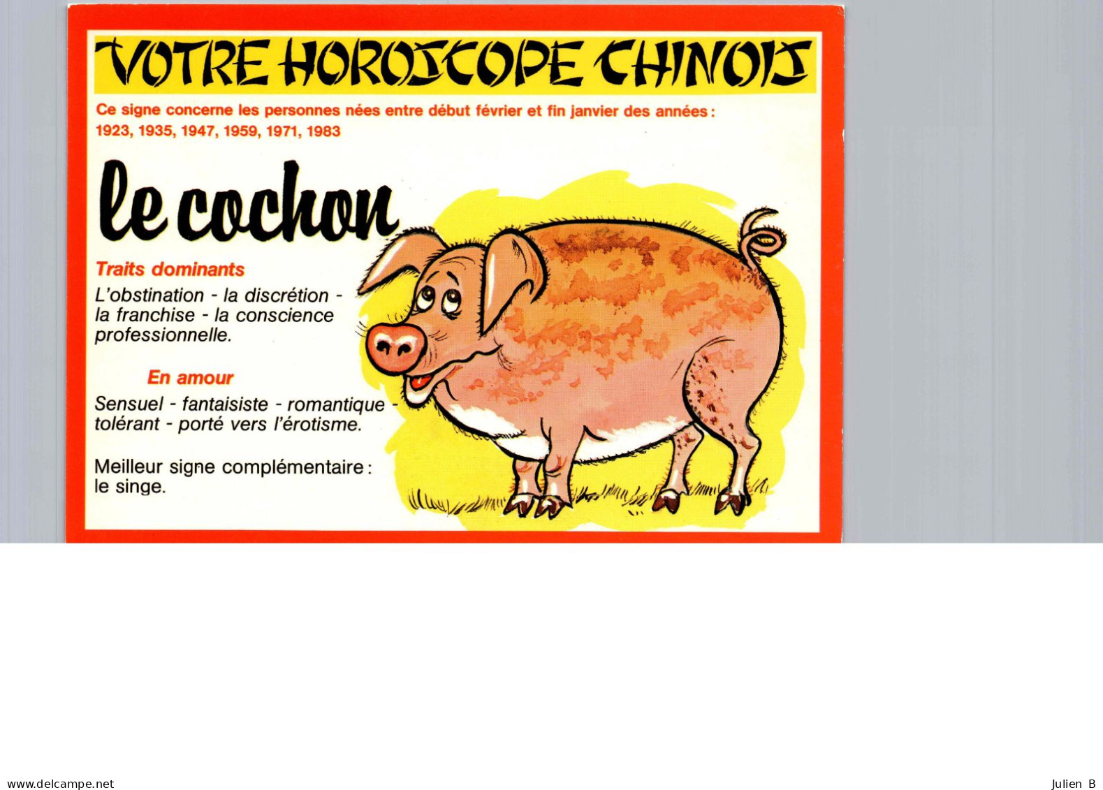 Le Cochon, Votre Horoscope Chinois, Edition Lyna-Paris - Astrologia