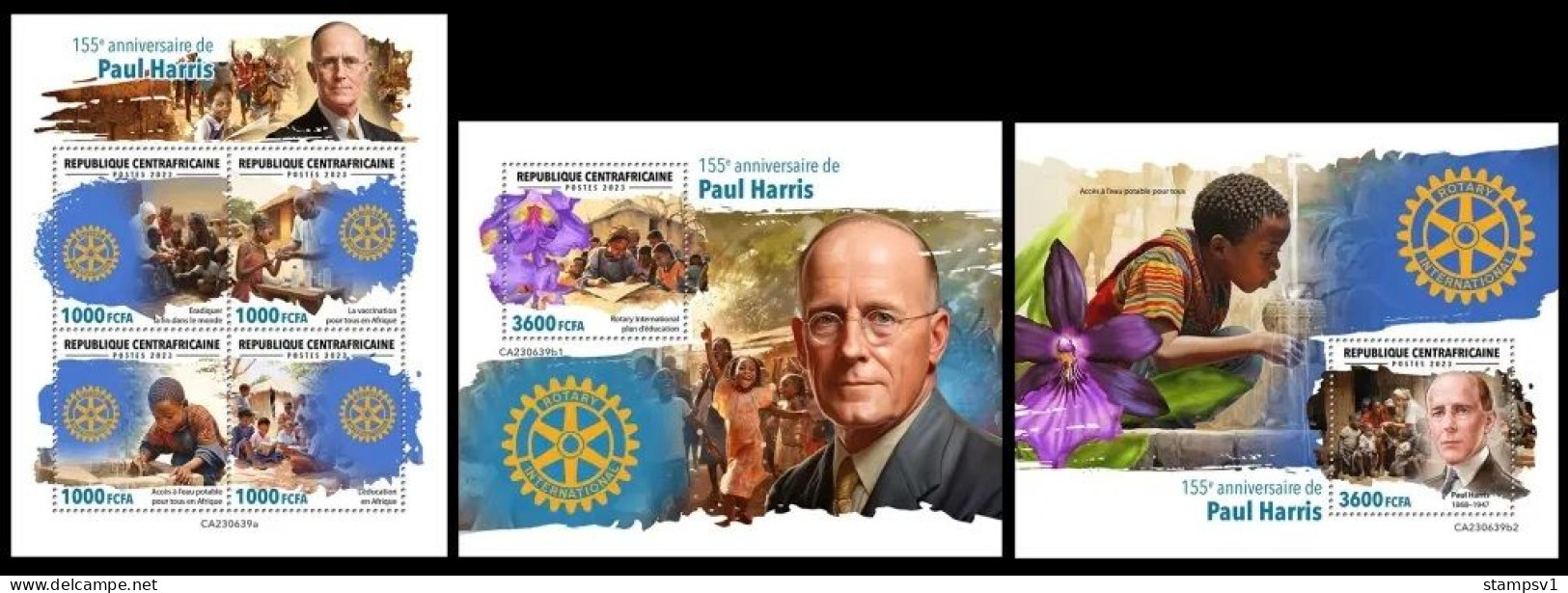 Central Africa  2023 155th Anniversary Of Paul Harris. (639) OFFICIAL ISSUE - Rotary, Club Leones