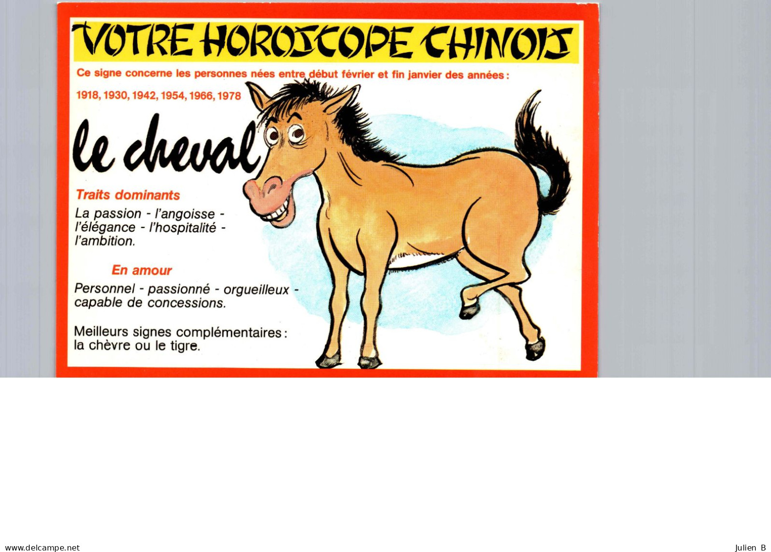 Le Cheval, Votre Horoscope Chinois, Edition Lyna-Paris - Astrologie