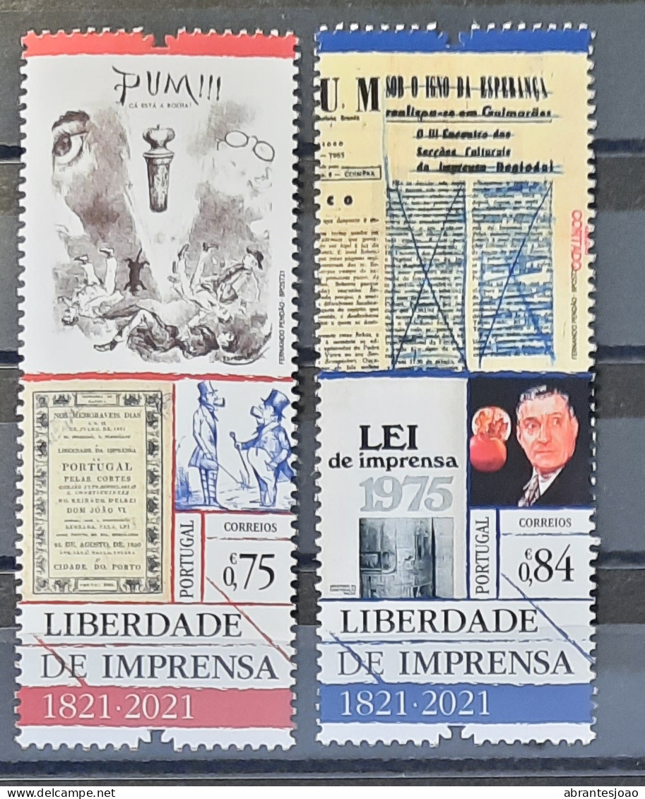 2021 - Portugal - MNH - 200 Years Of Freedom Of Press - 2 Stamps + Block Of 1 Stamp - Neufs
