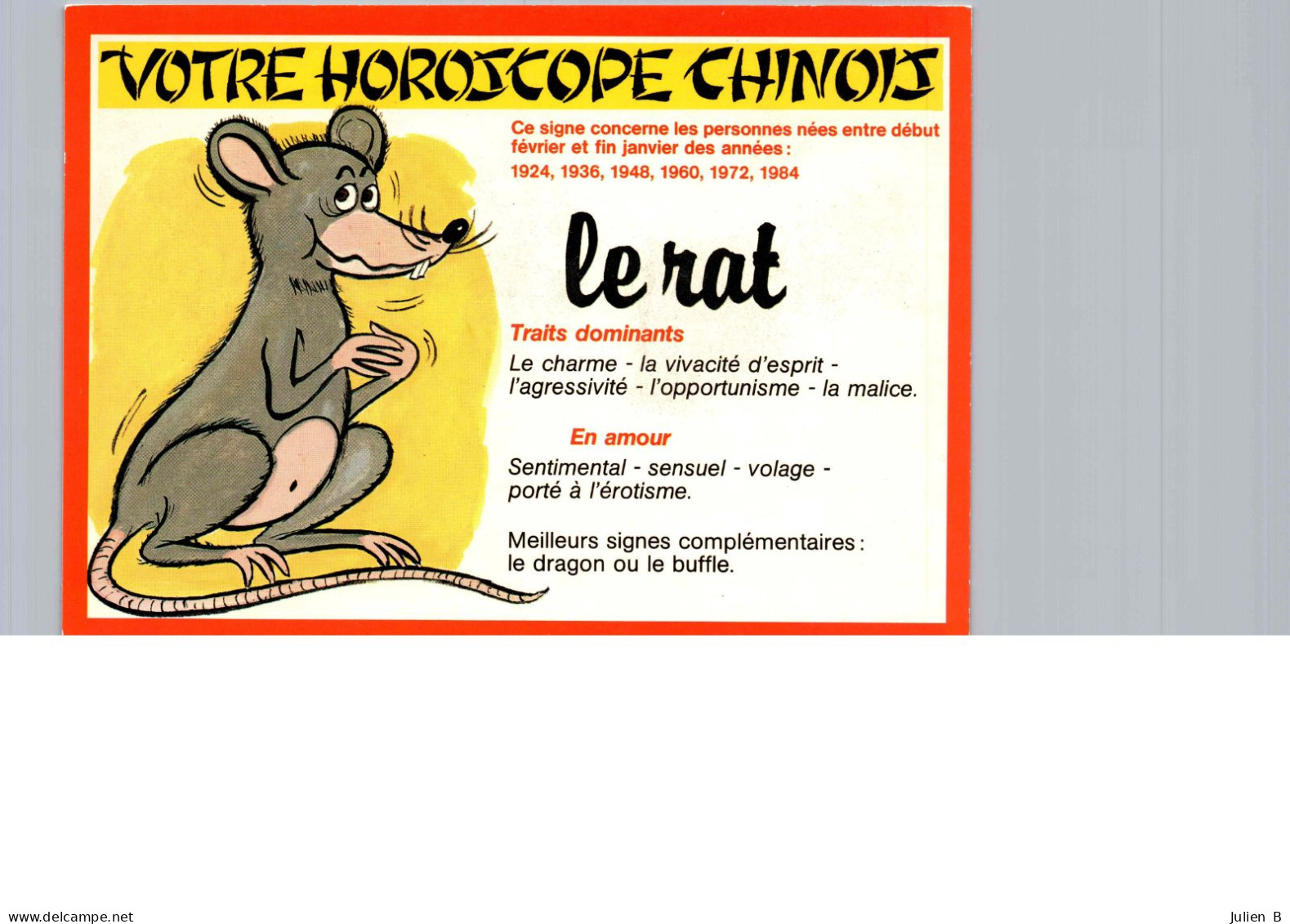 Le Rat, Votre Horoscope Chinois, Edition Lyna-Paris - Astrology