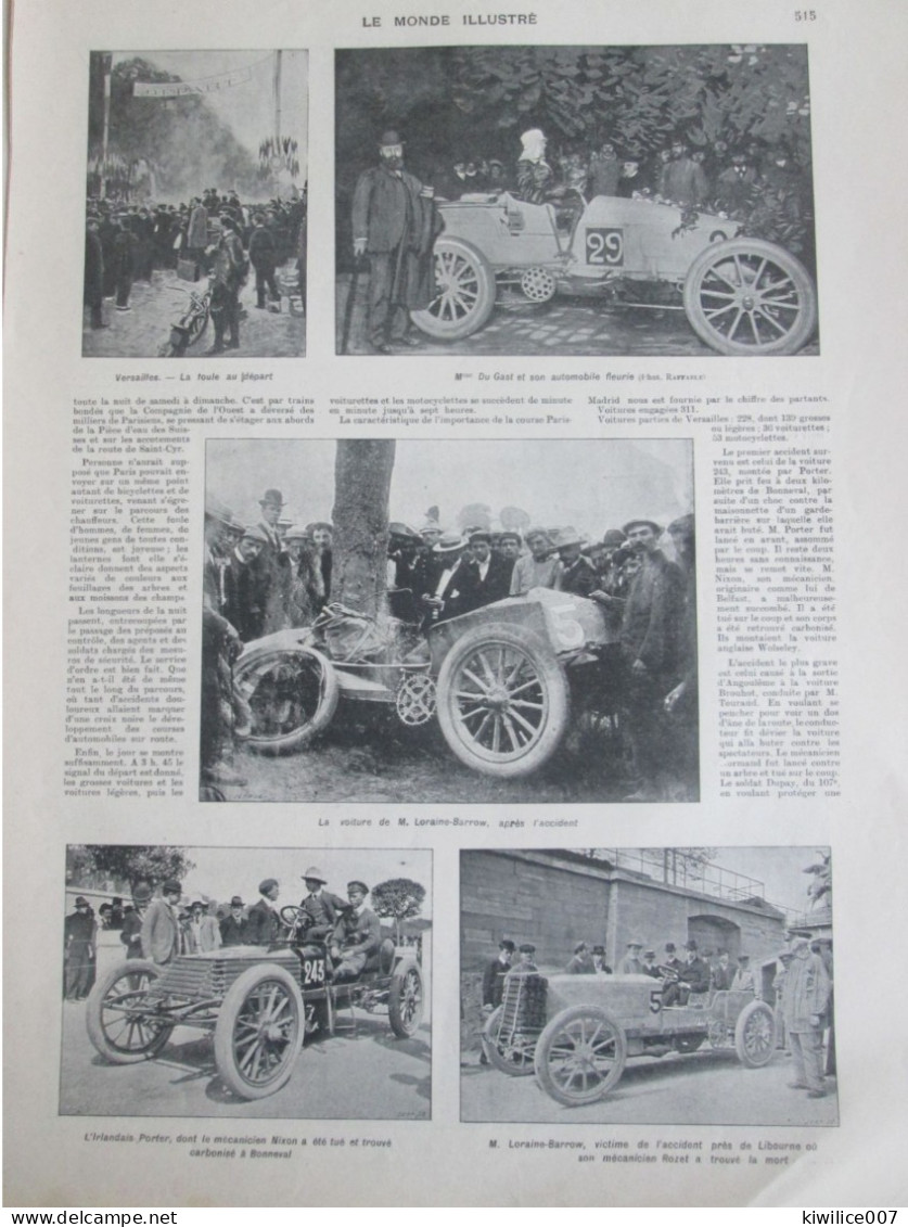 1903 VOITURE DE COURSE  Coureur  Vainqueur PARIS MADRID   VOITURE MORS   Pneus Michelin - Non Classés