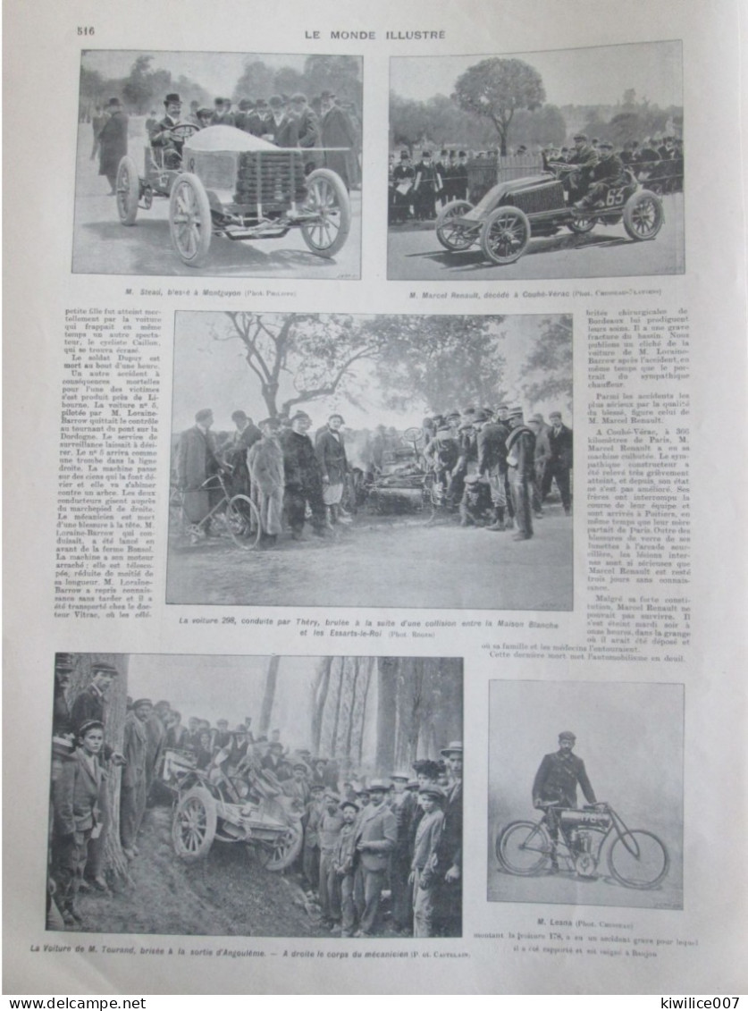 1903 VOITURE DE COURSE  Coureur  Vainqueur PARIS MADRID   VOITURE MORS   Pneus Michelin - Ohne Zuordnung