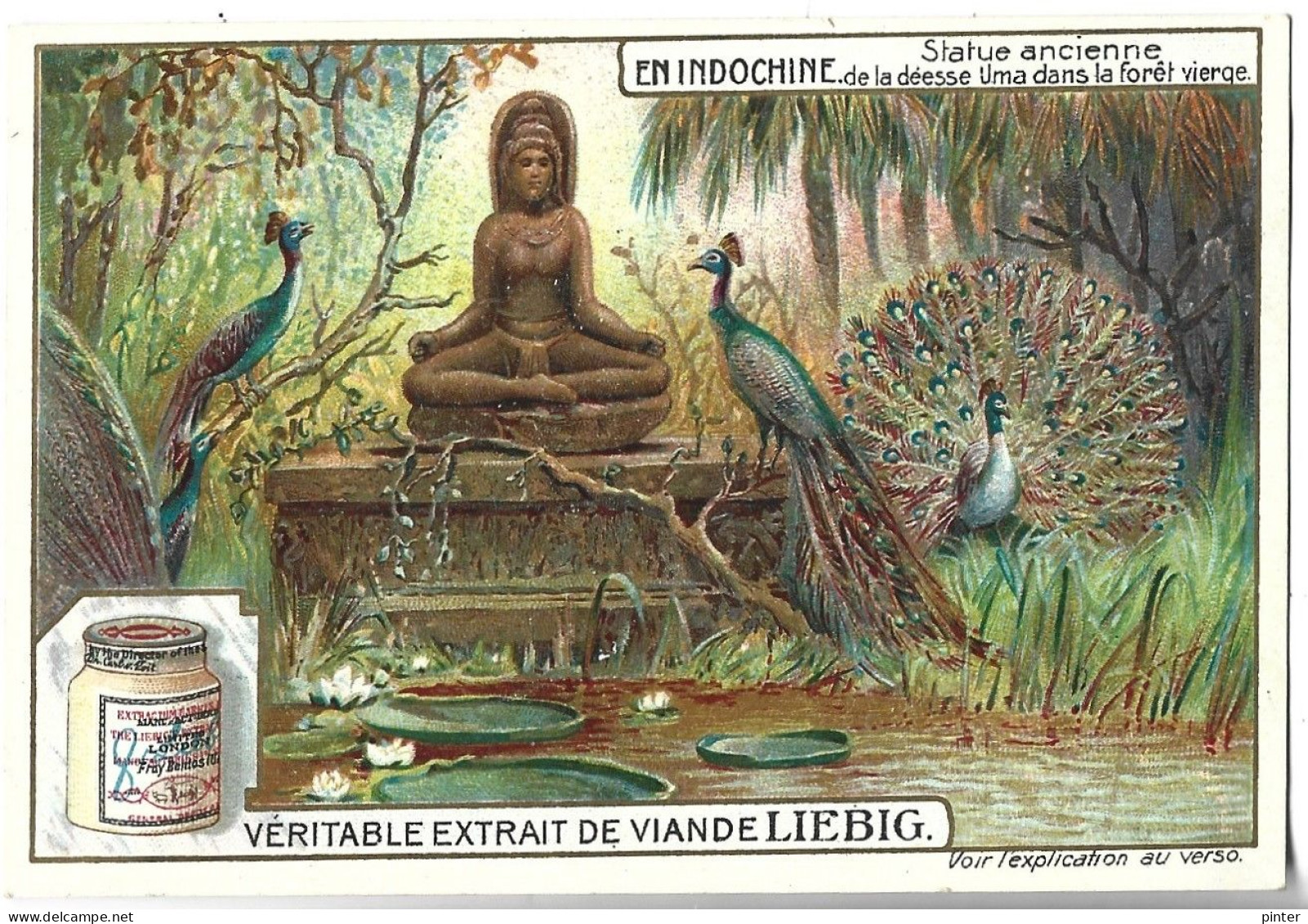 CHROMO - Véritable Extrait De Viande LIEBIG - En INDOCHINE - Statue Ancienne - Liebig