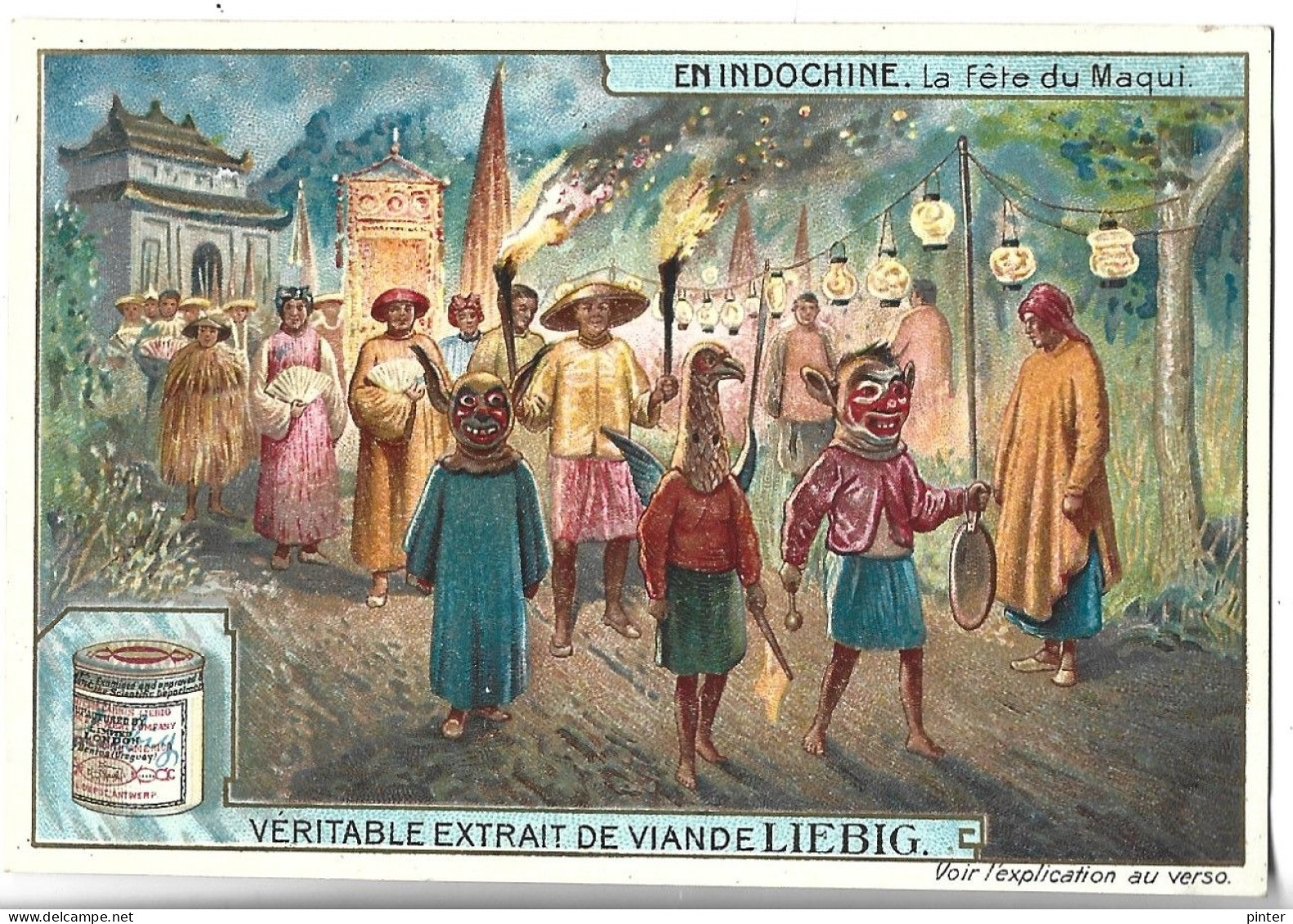 CHROMO - Véritable Extrait De Viande LIEBIG - En INDOCHINE - La Fête Du Maqui - Liebig
