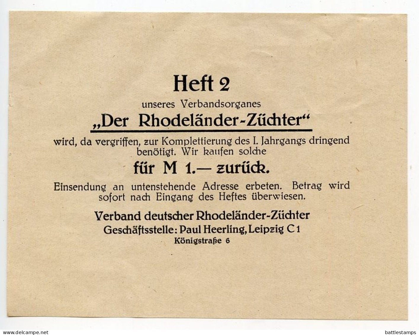 Germany 1927 Cover & Journal; Leipzig - Verband deutscher Rhodeländer-Züchter (Chickens); 5pf. Friedrich von Schiller