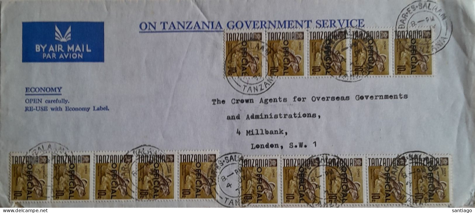 To The Crown Agents From The Tanzania Governement Service / Service Nr 10 ( 15 X ) - Tansania (1964-...)