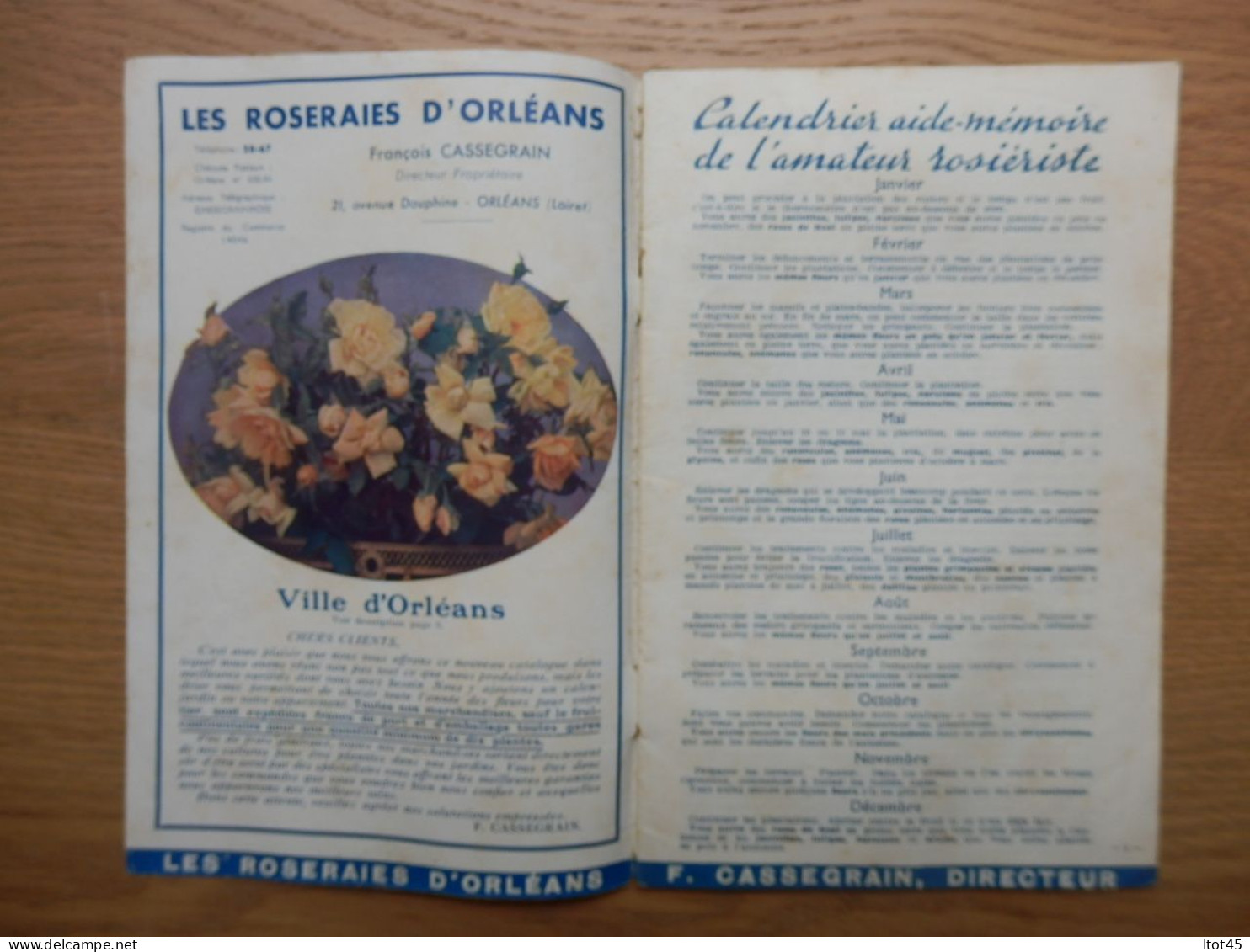 DOCUMENT PUBLICITAIRE LES ROSERAIES F. CASSEGRAIN  D'ORLEANS 1937-1938 - Advertising