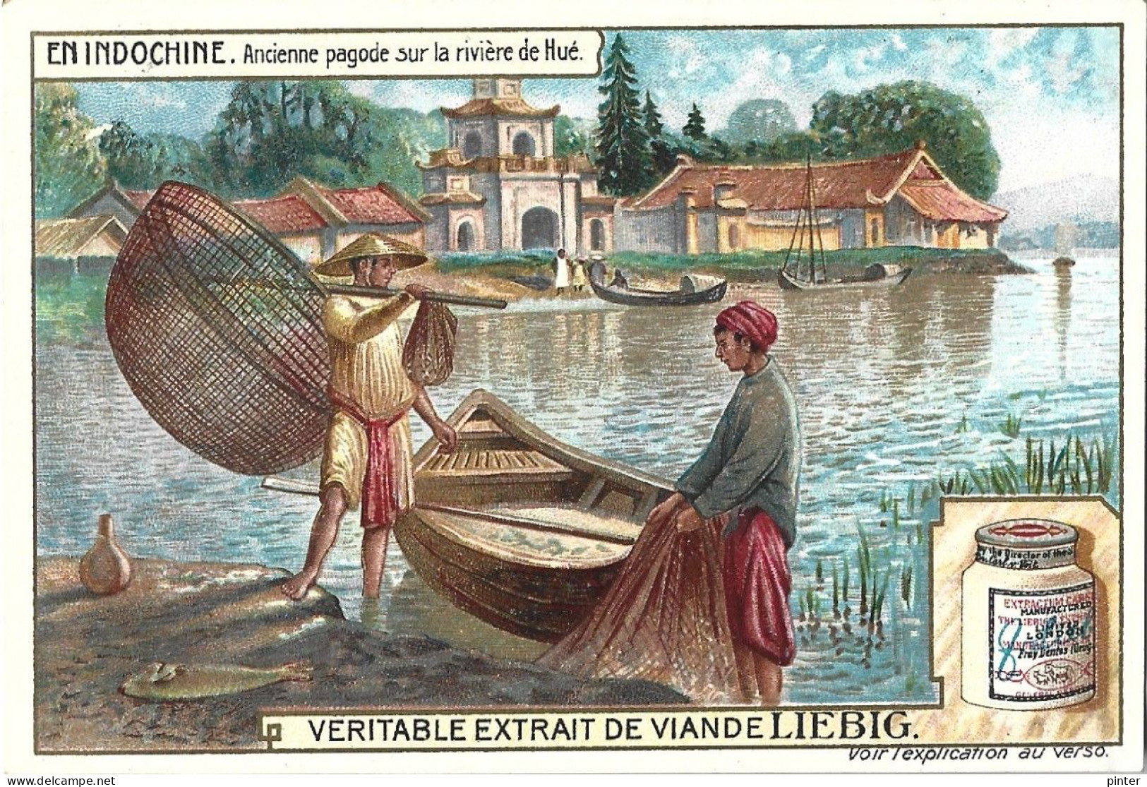 CHROMO - Véritable Extrait De Viande LIEBIG - En INDOCHINE - Ancienne Pagode Sur La Rivière De Hué - Liebig