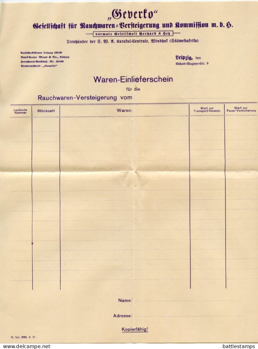 Germany 1928 Cover & Letters; Leipzig - Geverko, Gesellschaft Für Rauchwaren-Versteigerung Und Kommission; 5pf. Schiller - Brieven En Documenten