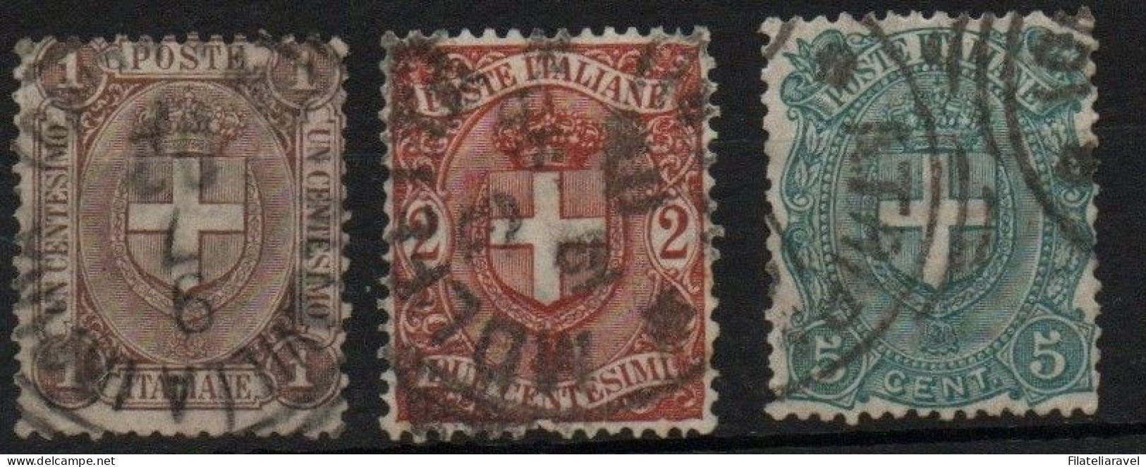 REGNO D'ITALIA  1896/97 Stemma Di Savoia. Filigrana Corona,dent. 14. Sassone N. 65/67 Annullata. - Afgestempeld