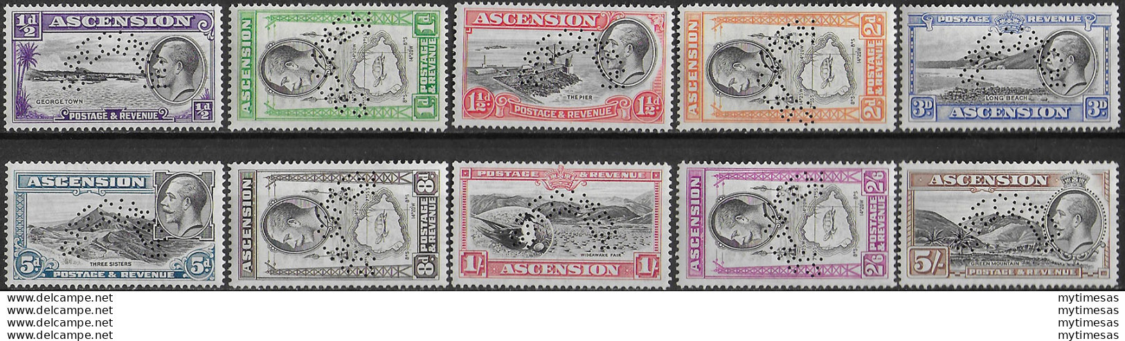 1934 Ascension George V SPECIMEN 10v. MNH SG N. 21s/30s - Altri & Non Classificati