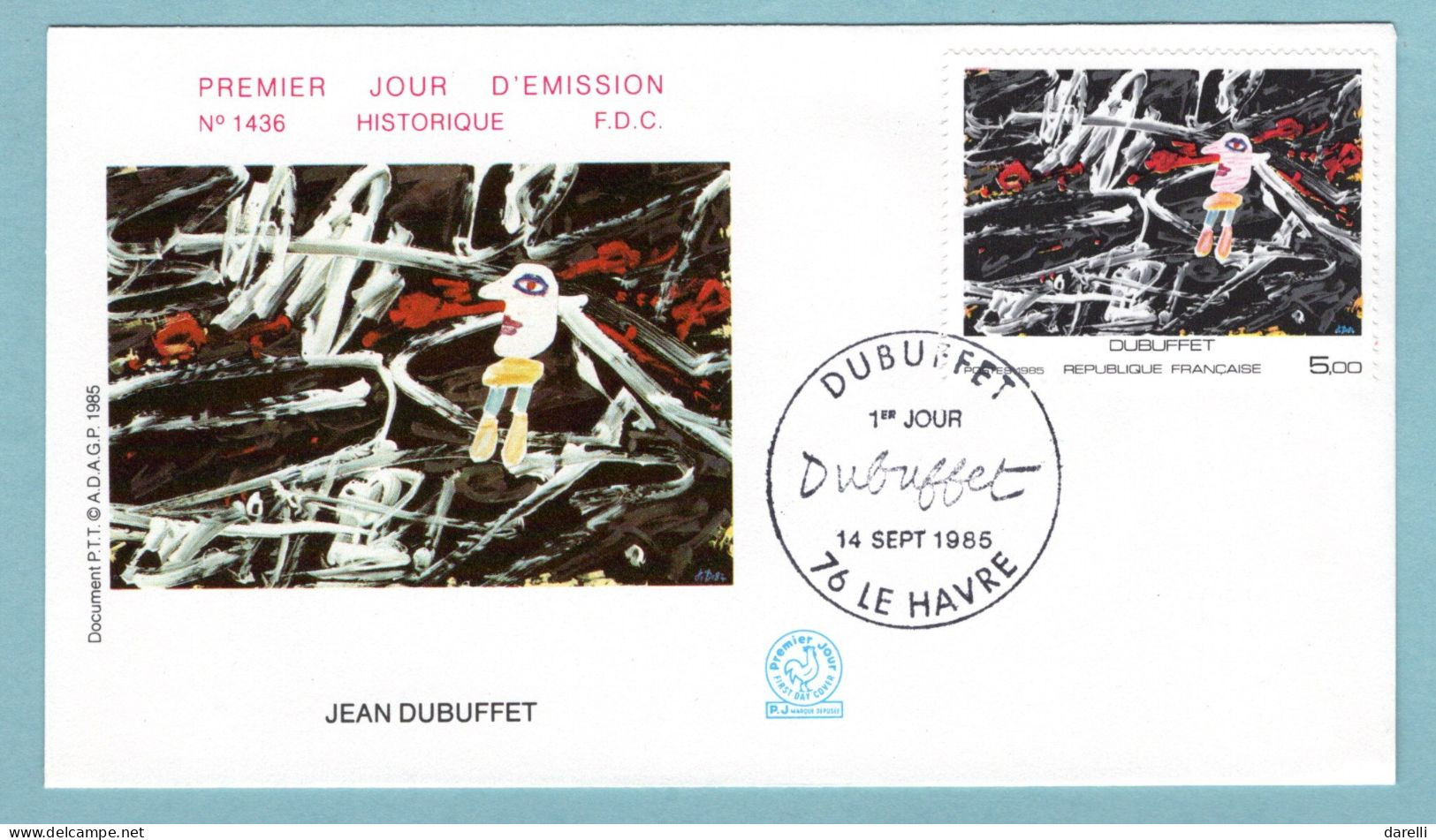 FDC France 1985 - Jean Dubuffet - L'égaré - YT 2381 - 76 Le Havre - 1980-1989