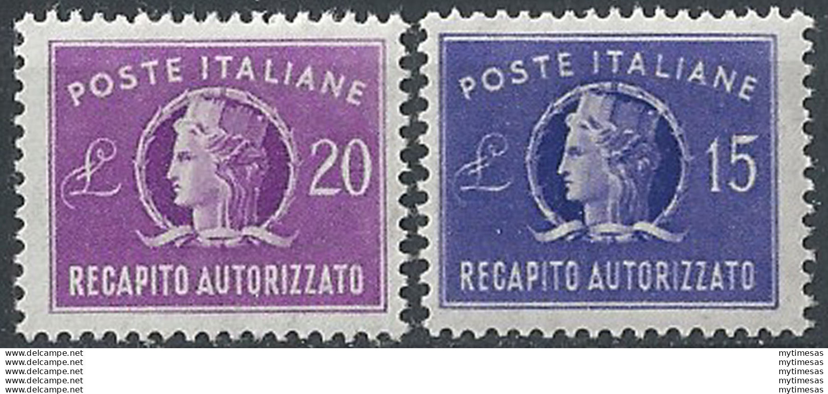 1949-52 Italia Turrita 2v. MNH Sass RA N. 10/11 - 1946-60: Mint/hinged