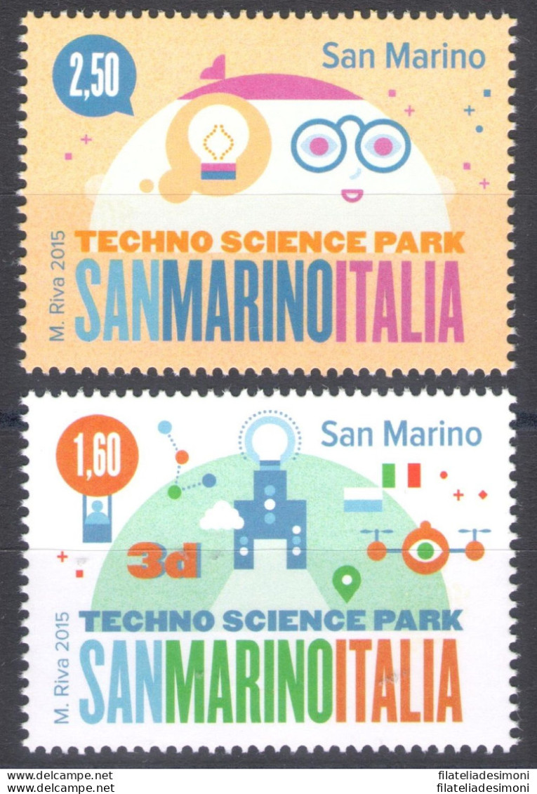 2015 SAN MARINO, EMISSIONE CONGIUNTA CON ITALIA , N° 2495/96 , PARCO SCIENTIFICO , 2 Val. MNH** - Sonstige & Ohne Zuordnung