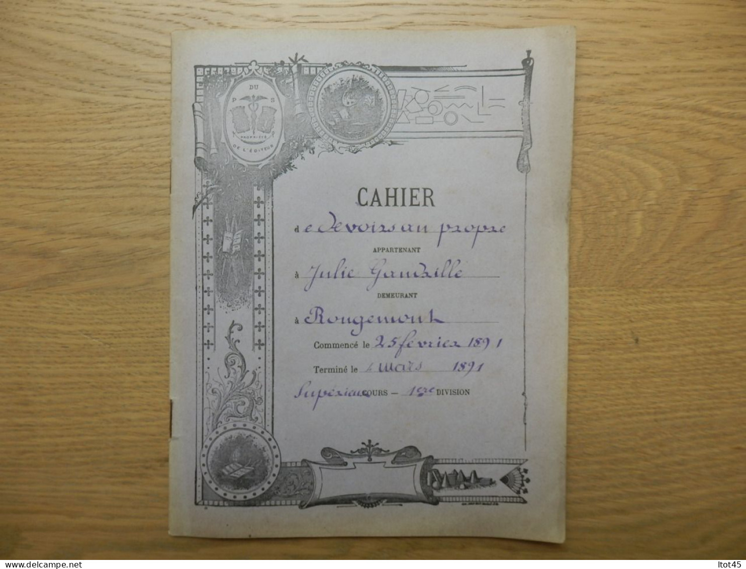 PROTEGE-CAHIER  ET CAHIER VILLAGE ROUGEMONT 1891 MAPPEMONDE - Protège-cahiers