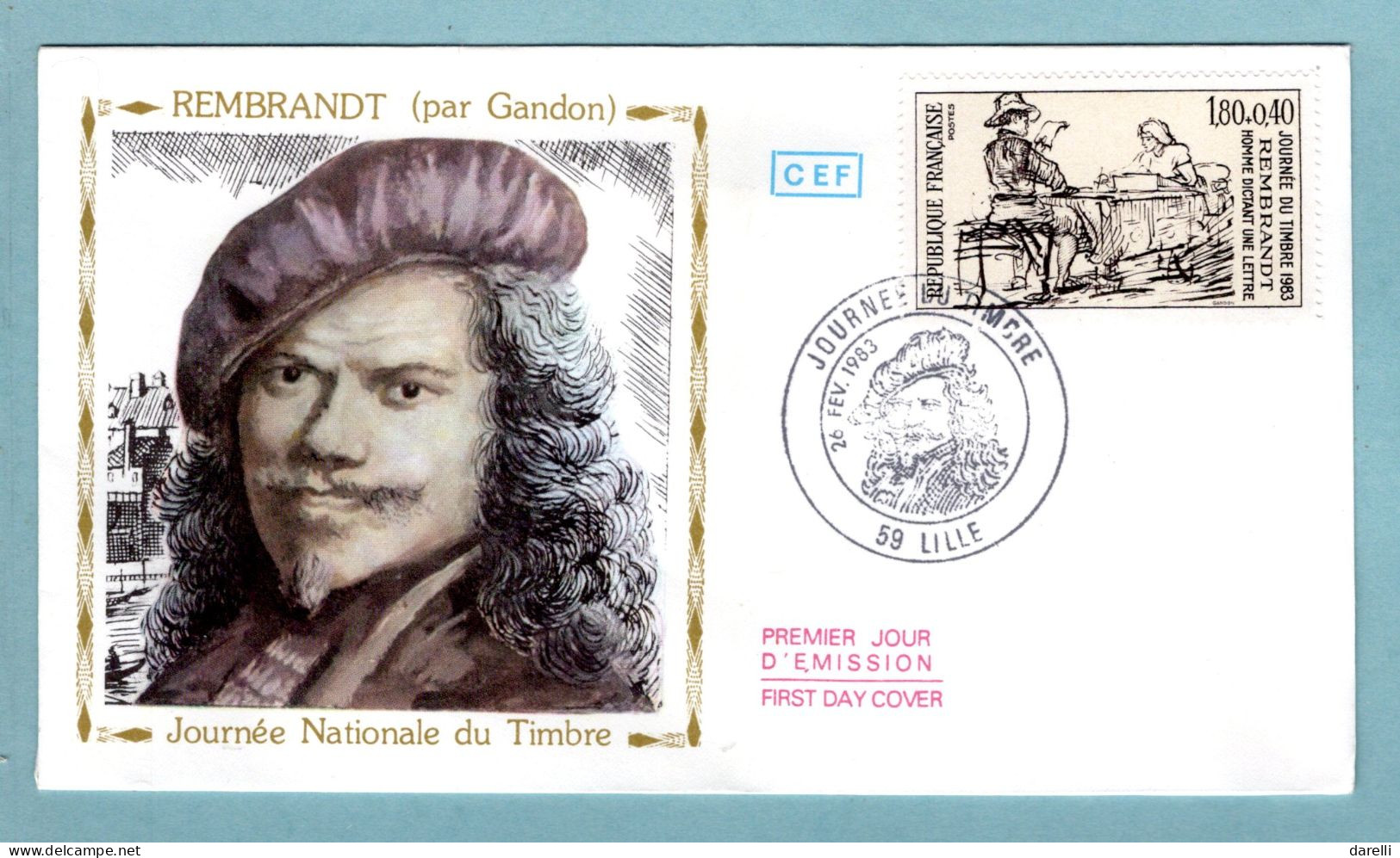 FDC France 1983 - Journée Du Timbre 1983 - Rembrandt Homme Dictant Une Lettre YT 2258 - 59 Lille - 1980-1989