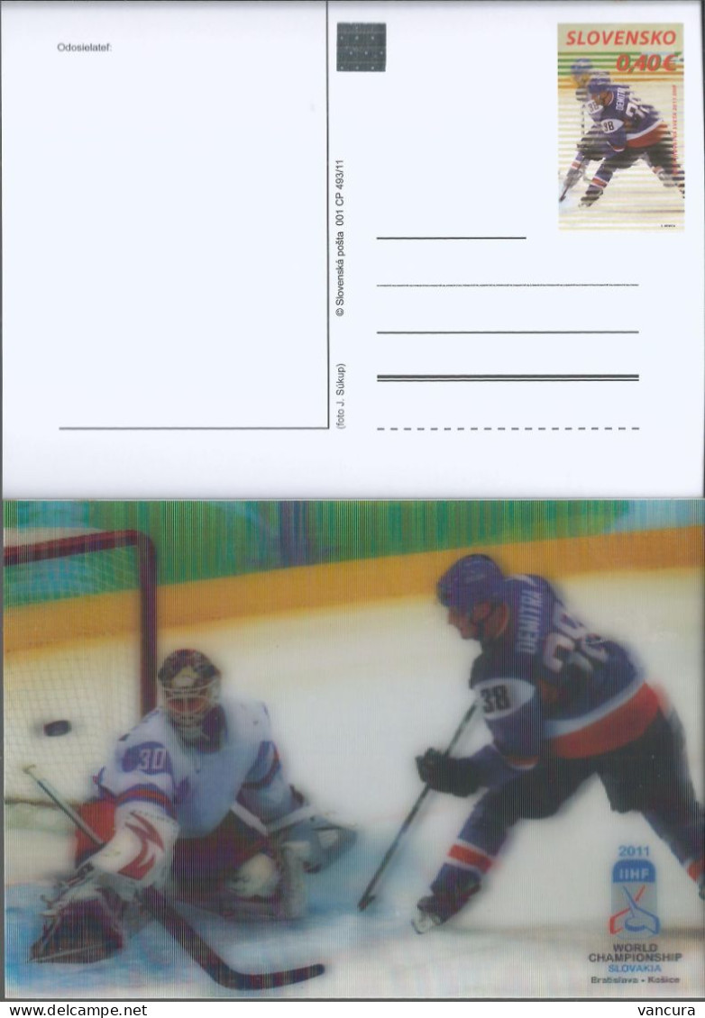 001 CP 493/11 Slovakia Ice Hockey Championship 2011 POOR SCAN CAUSED BY LENTICULAR EFFECT! - Postales