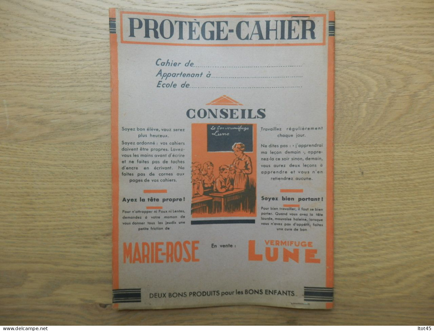 PROTEGE-CAHIER MARIE-ROSE VERMIFUGE LUNE - Protège-cahiers