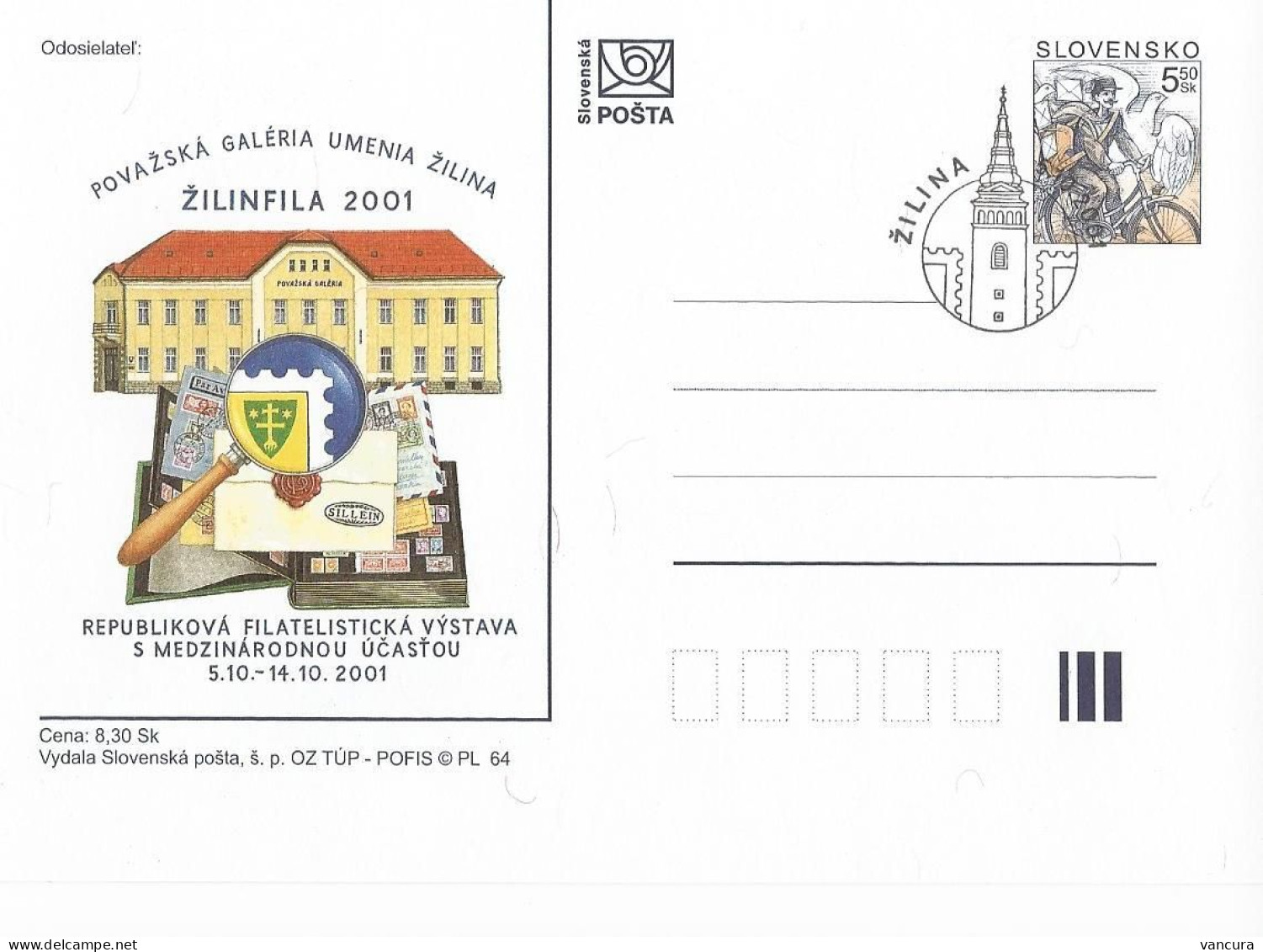 CDV 67  Slovakia Zilinfila Stamp Exhibition 2001 - Filatelistische Tentoonstellingen