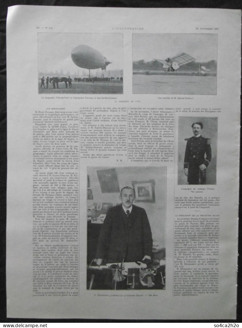 L'ILLUSTRATION N°3378 23/11/1907 Henri Farman, L'homme Volant; L'affaire Druce - Portland; L'affaire Ullmo - Altri & Non Classificati