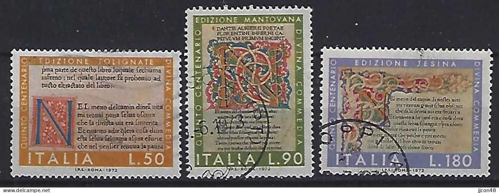 Italy 1972  500 Jahre "Gottlichen Komodie"  (o) Mi.1377-1379 - 1971-80: Oblitérés