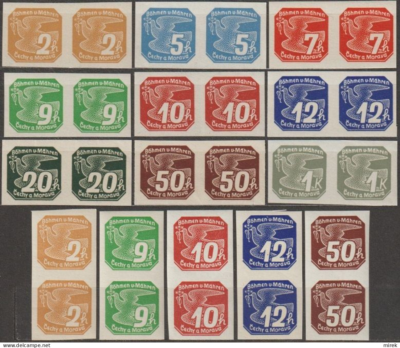 017/ Pof. NV 1-9, Pairs - Unused Stamps