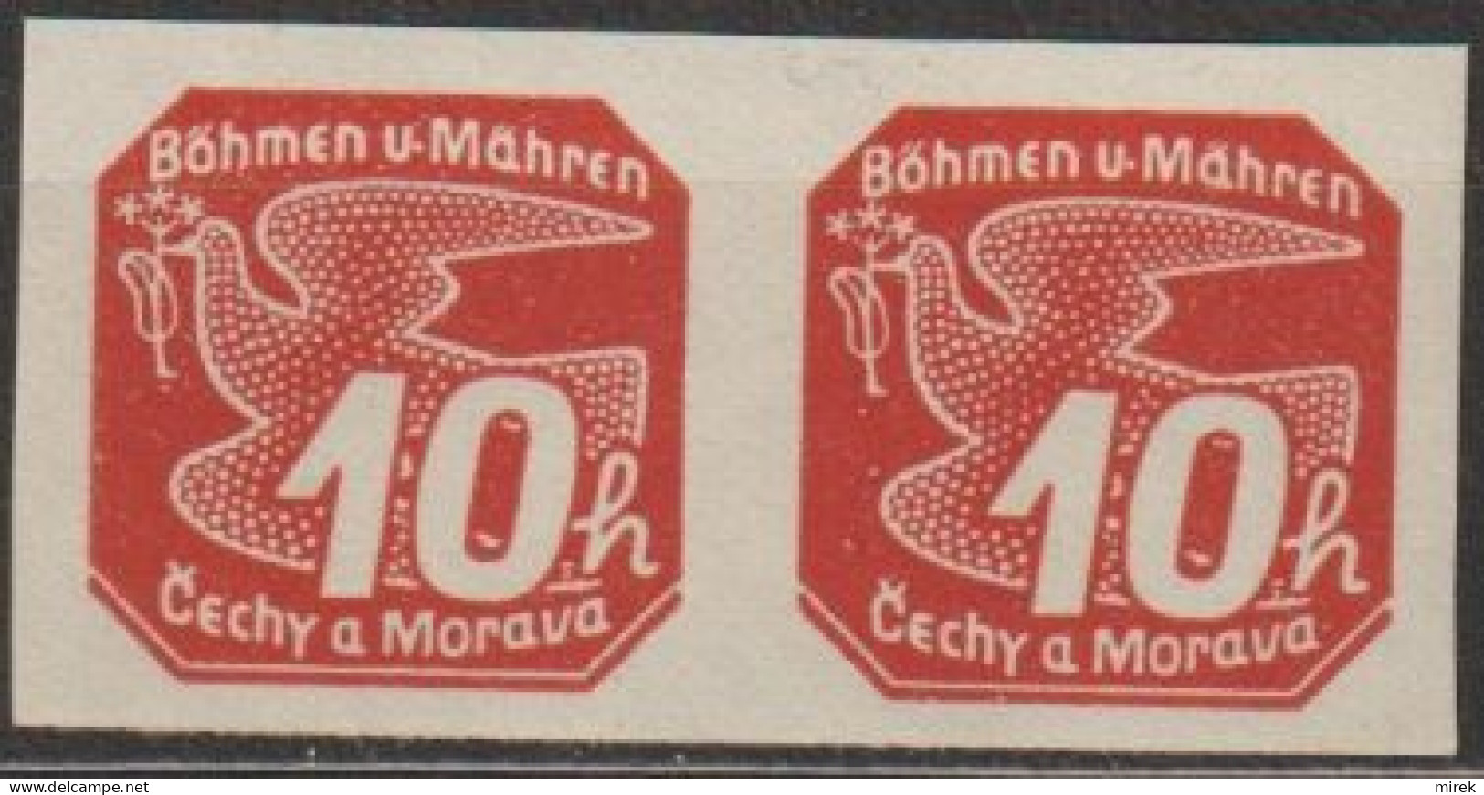 018/ Pof. NV 5, Brownish Red, Pair - Unused Stamps