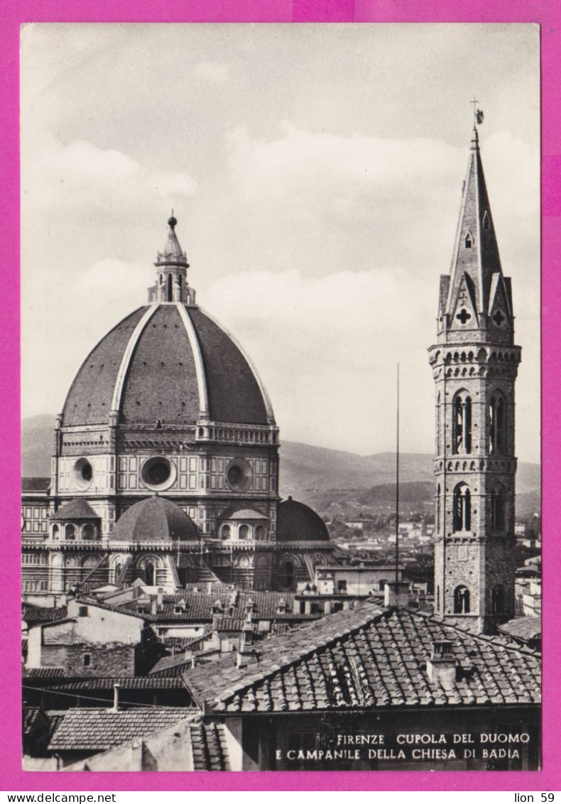 293916 / Italy - FIRENZE Cupola Del Duomo - Campanile Della Chiesa Di Badia PC 195. USED 15 L Coin Of Syracuse  Flamme.. - 1946-60: Marcophilia