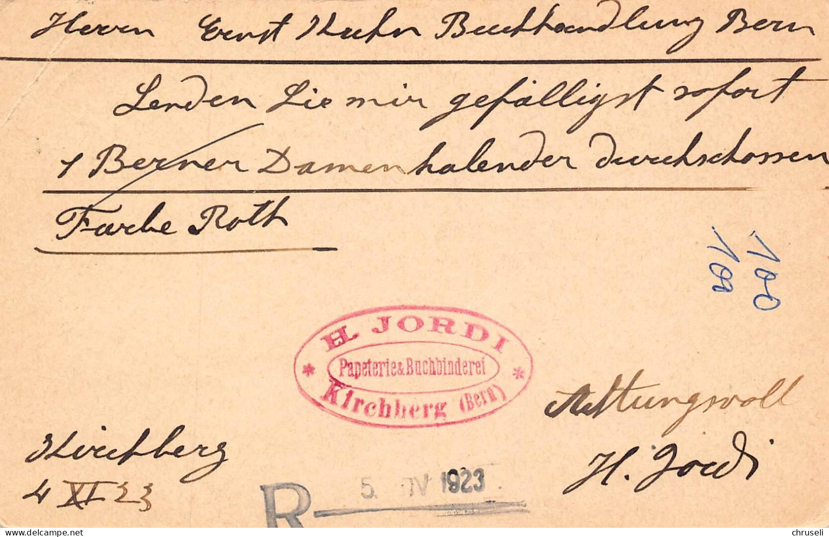 Kirchberg BE Papeterie Buchbinderei Firmen Gewerbestempel Besonderheiten - Stamped Stationery