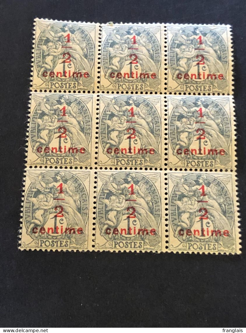 FRANCE Timbre 157  ½c Sur 1c Gris En Bloc De 9, Neuf Sans Charnières, Cote 9€ - Unused Stamps