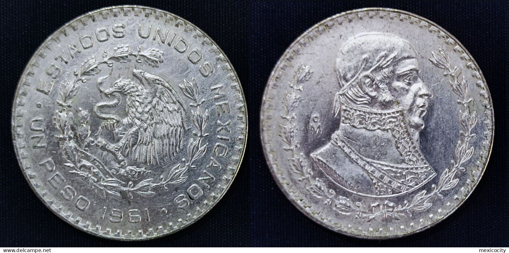 MEXICO 1961 $1 MORELOS 10 % Silver Peso, See Imgs., AU/BU Orig. Shine, Scarce Thus - Mexico