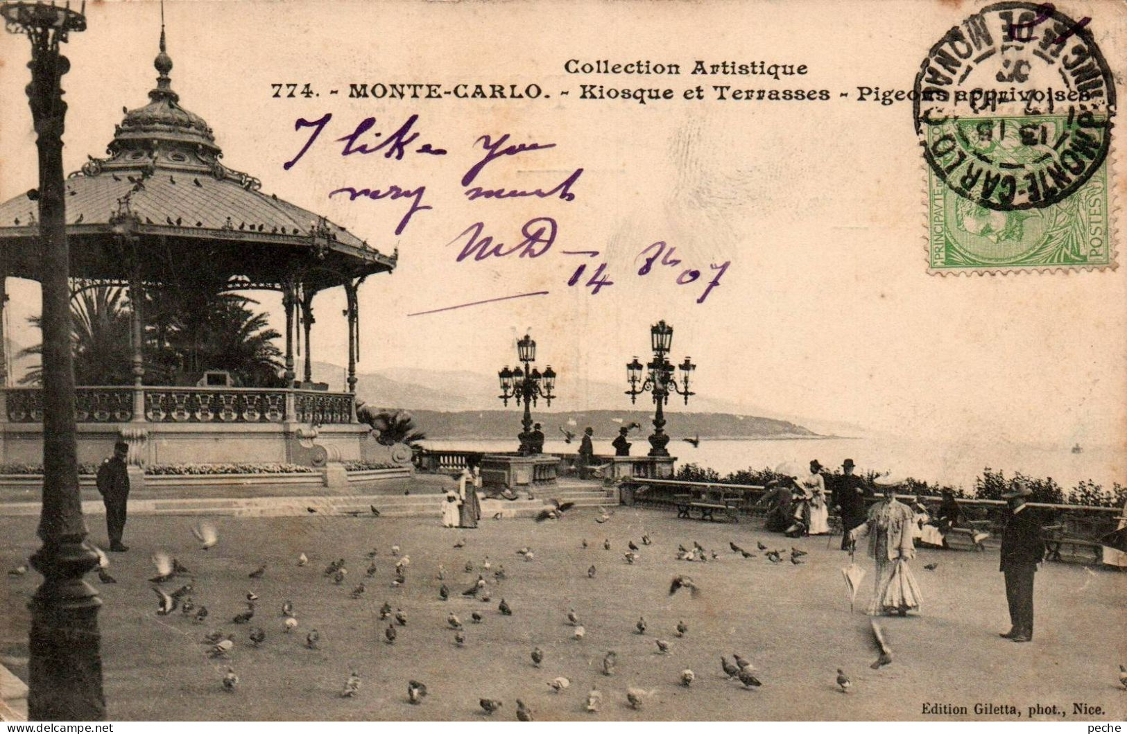 N°2325 W -cpa Monte Carlo -kiosque Et Terrasses - Pigeons- - Monte-Carlo