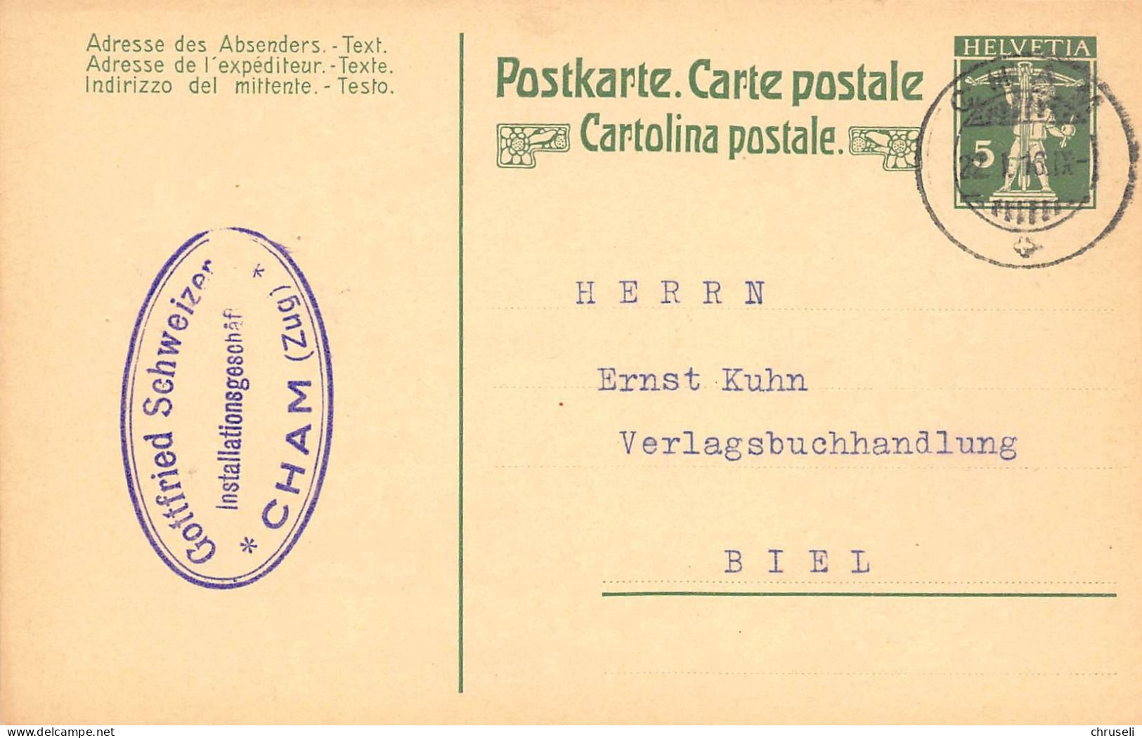 Cham Gfr. Schweizer Installationsgeschäft Firmen Gewerbestempel Besonderheiten - Stamped Stationery