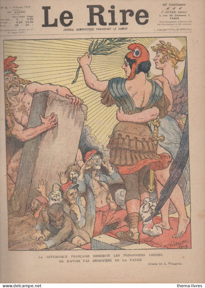 Revue LE RIRE    N°6 Du 8 Fevrier 1919    Couverture LEANDRE   (CAT4087Q) - Humour