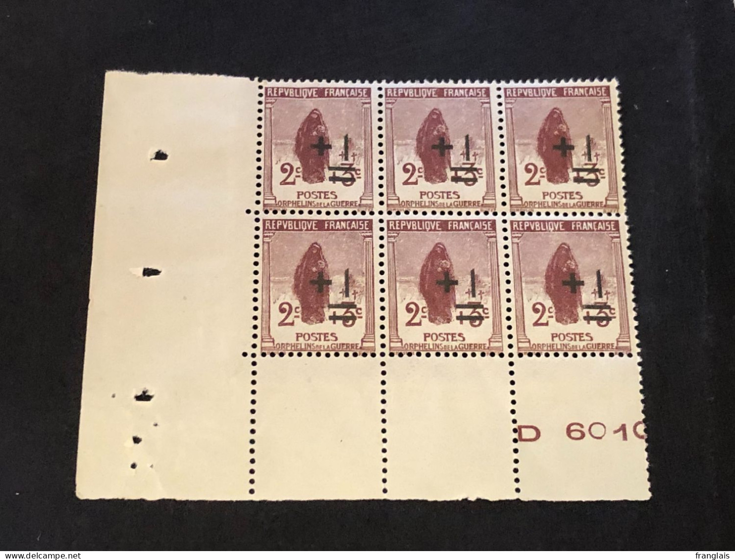 FRANCE Timbre 162  Orphelins, 1c Surchargé, En Bloc De 6, Cote 6€ - Neufs