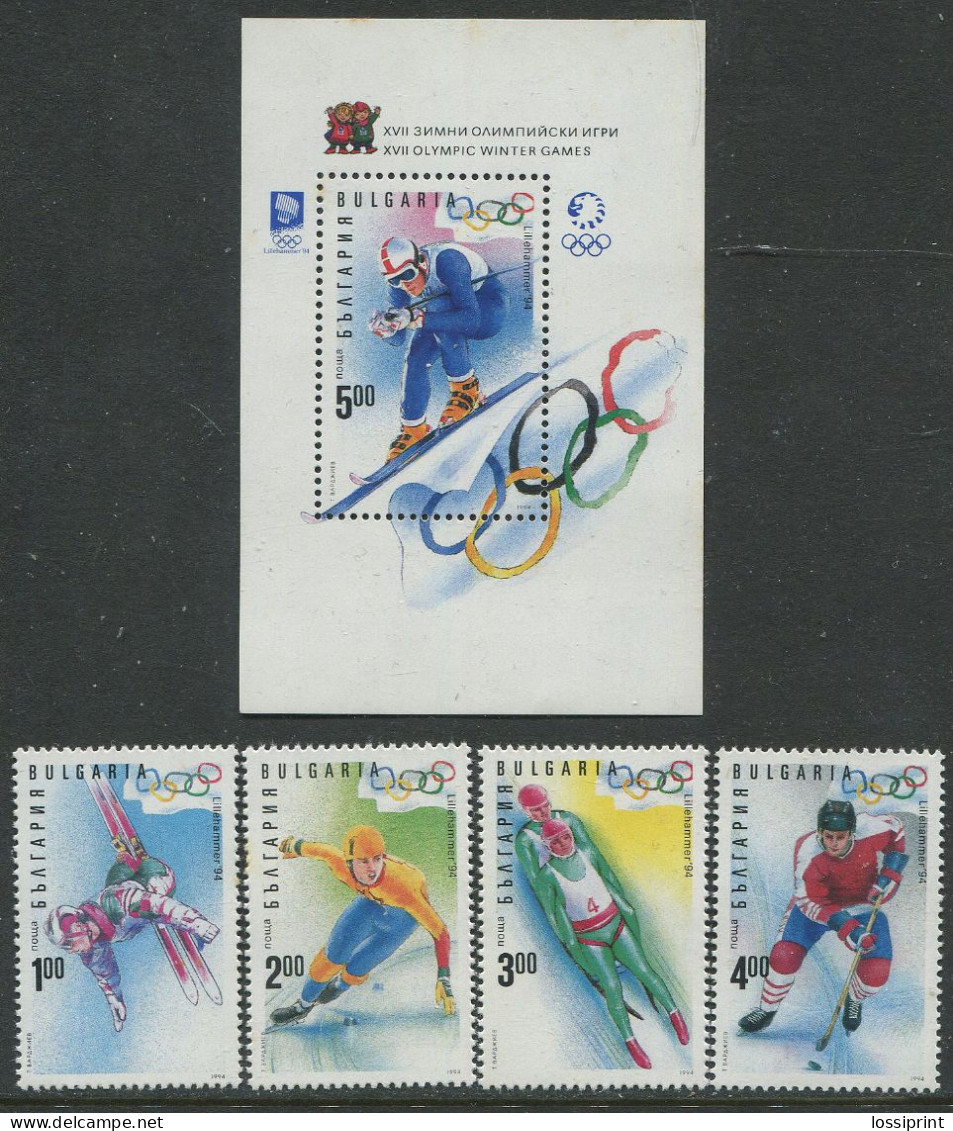 Bulgaria:Unused Stamps Serie And Block XVII Olympic Games In Lillehammer 1994, MNH - Hiver 1994: Lillehammer