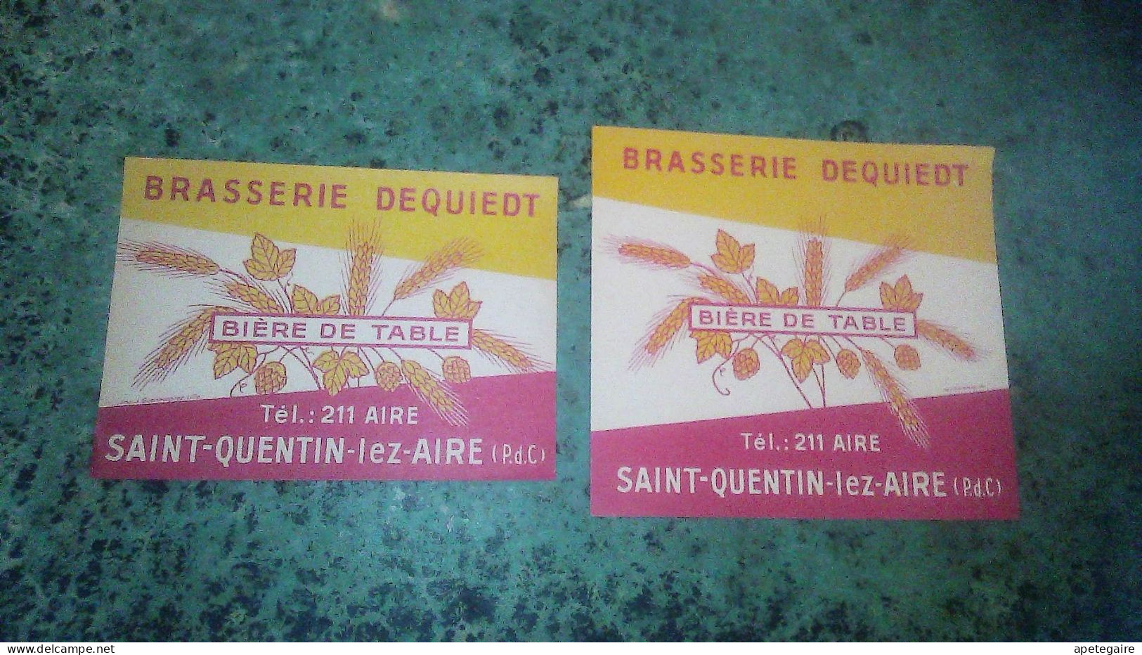 Saint Quentin Les Aire Pas DeCalais Brasserie Dequiedt  Lot Anciennes étiquettes De Bière X 2  Différentes - Bier