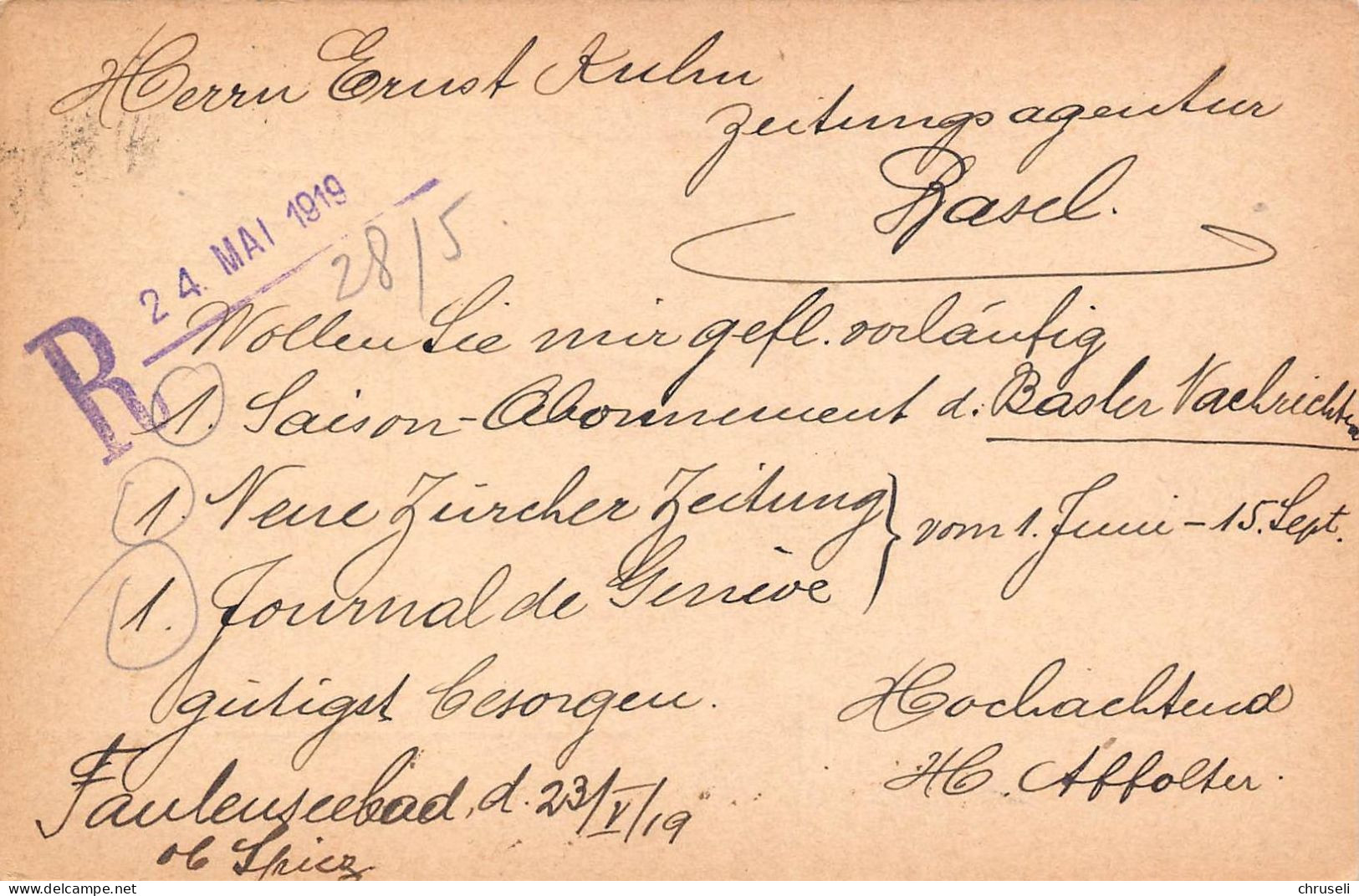 Spiez Waldhotel Victoria Hotelstempel Firmen Gewerbestempel Besonderheiten - Enteros Postales