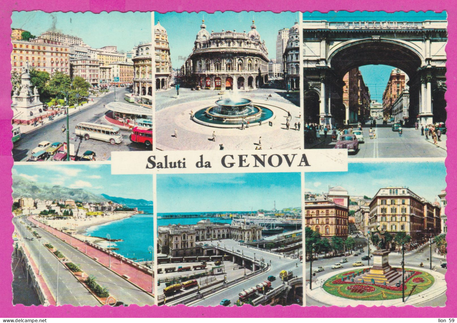 293917 / Italy - GENOVA - Piazza Acquaverde Piazza De Ferrari PC 1961 USED 15 L Coin Of Syracuse  Flamme " Fiat 1300 " - 1961-70: Poststempel
