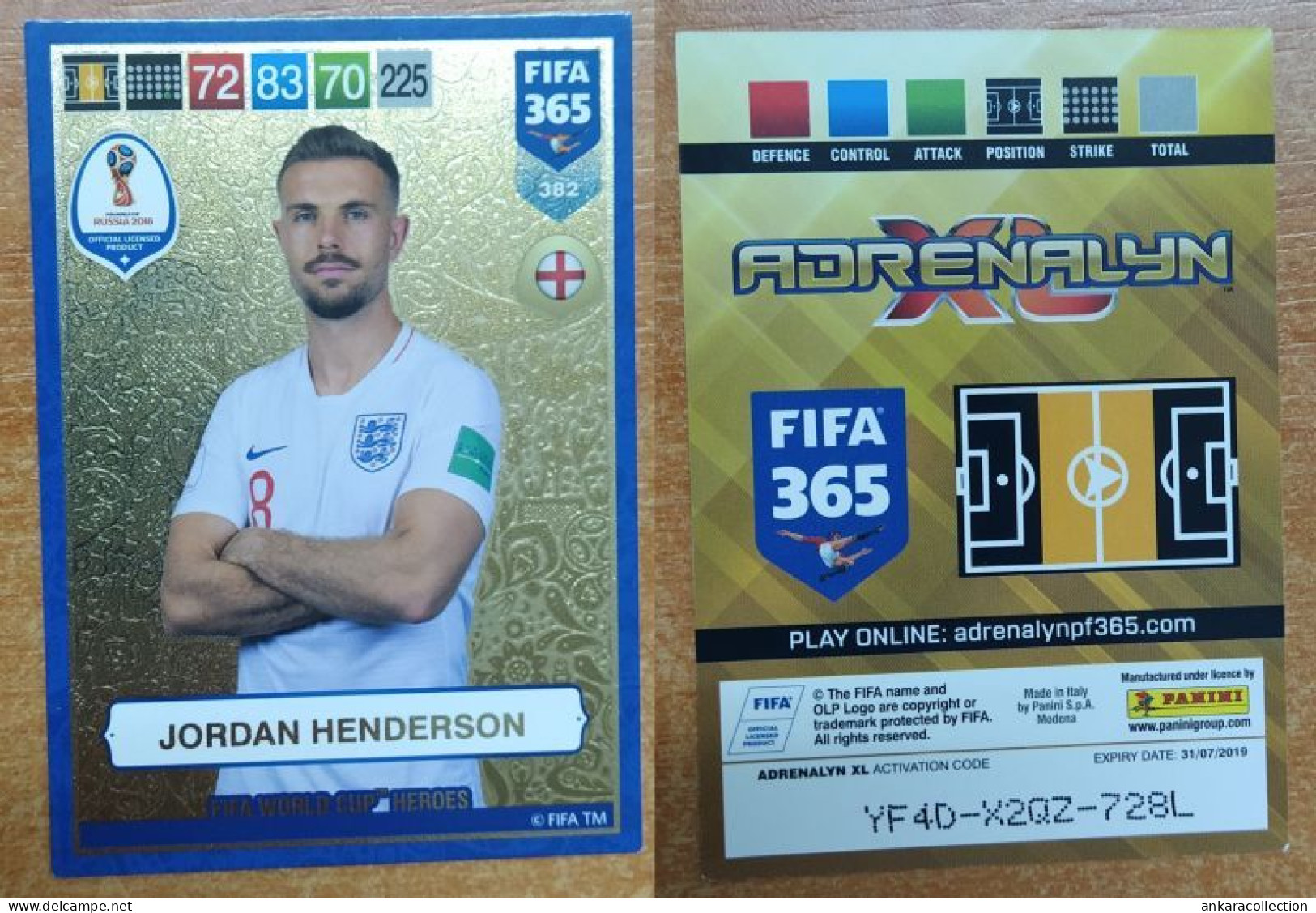 AC - 382 JORDAN HENDERSON  RUSSIA 2018 FIFA WORLD CUP HEROES  PANINI FIFA 365 2019 ADRENALYN TRADING CARD - Trading-Karten