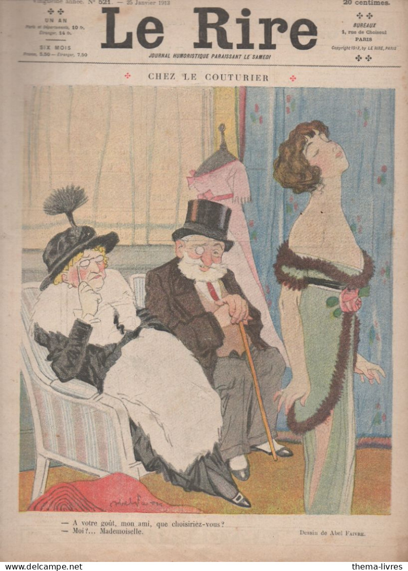 Revue LE RIRE    N°521  Du  25 Janvier 1913   Couverture FAIVRE    (CAT4087T) - Humour