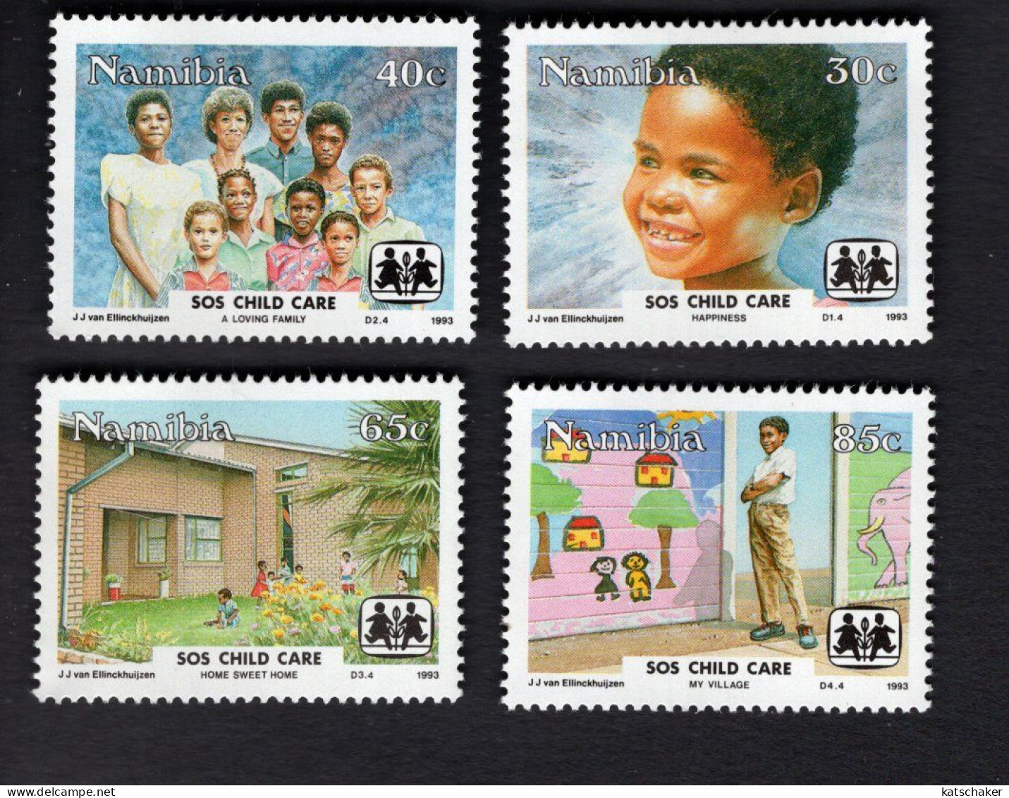 2025323429 1993 SCOTT 738 741 (XX) POSTFRIS MINT NEVER HINGED - SOS CHILDREN ' S VILLAGE - Namibië (1990- ...)