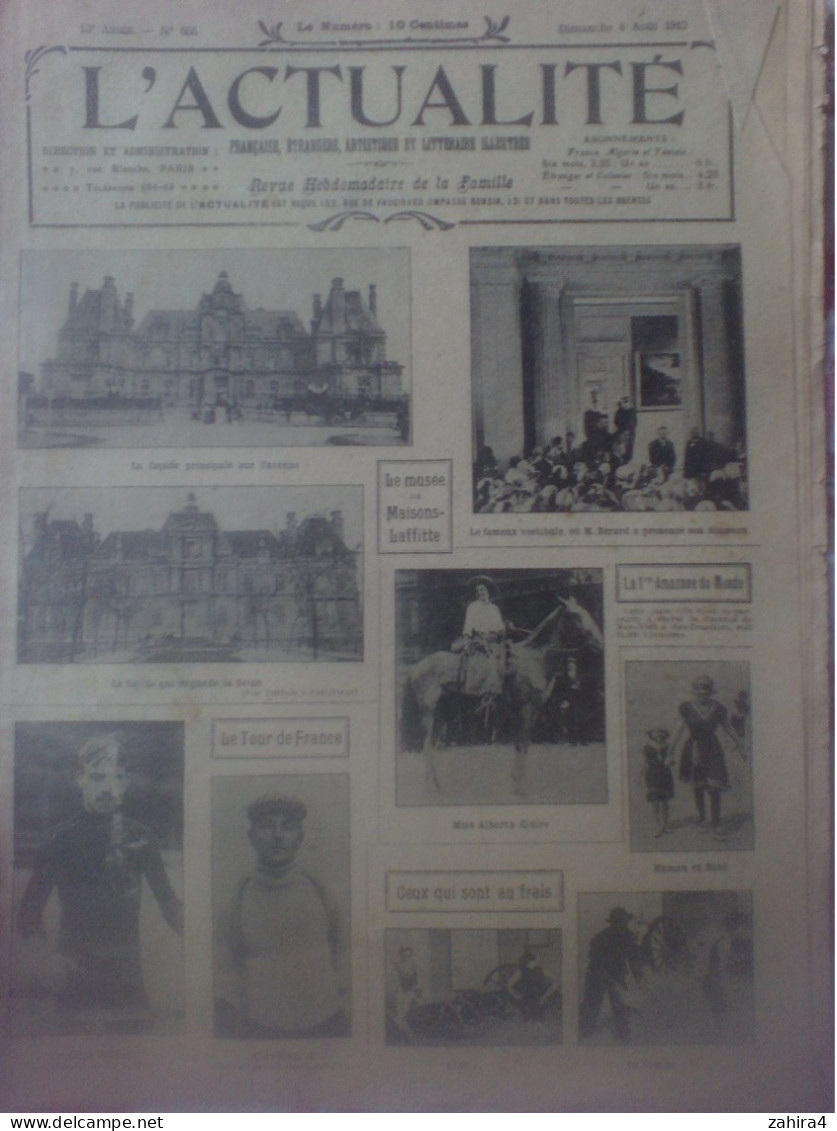 L'Actualité N°655 Musée Maison-Laffitte Tour De France Defraye Alavoine Alberta Claire Mort Emp. Japon JO ReimsPub Cycle - 1900 - 1949